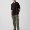 Dětské moderní uniformní kalhoty s volným rovným střihem v khaki barvě