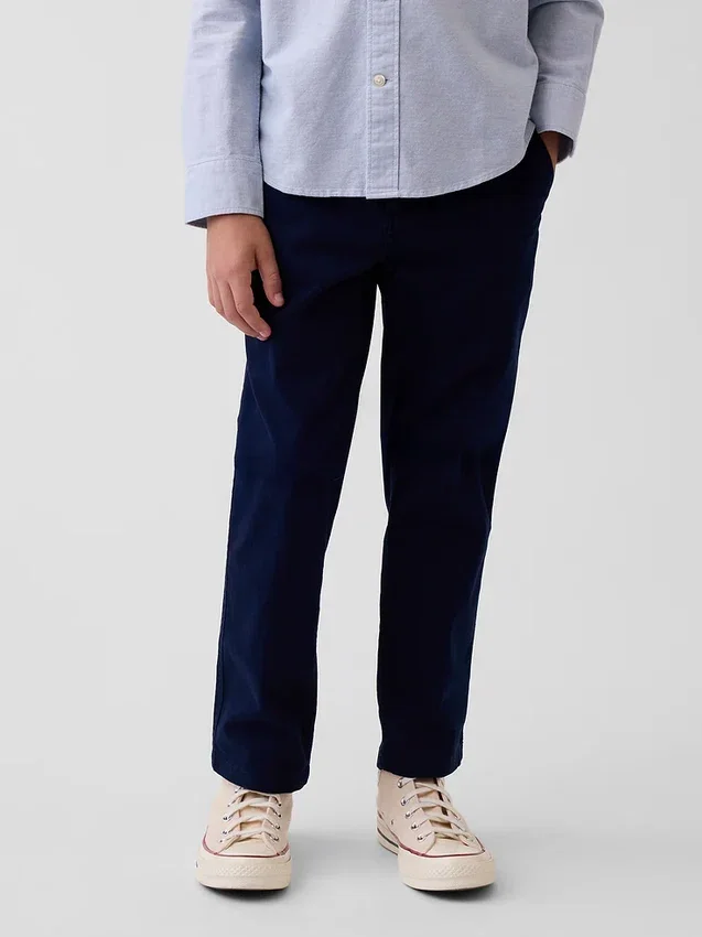 Dětské moderní uniformní kalhoty slim fit v khaki barvě