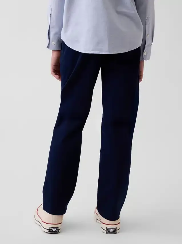 Dětské moderní uniformní kalhoty slim fit v khaki barvě