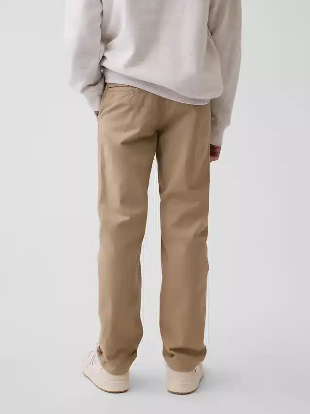 Dětské moderní uniformní kalhoty slim fit v khaki barvě