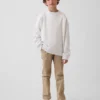 Dětské moderní uniformní kalhoty slim fit v khaki barvě