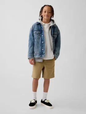 Dětské moderní uniformní šortky v barvě khaki
