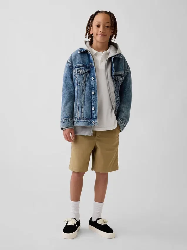 Dětské moderní uniformní šortky v barvě khaki