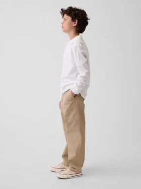 Dětské moderní volné khaki kalhoty