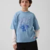 Dětské oversized jersey tričko s potiskem a síťovinou