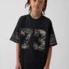 Dětské oversized jersey tričko s potiskem a síťovinou