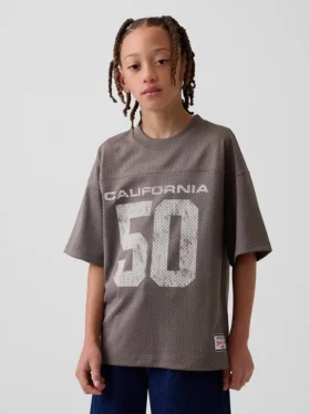 Dětské oversized jersey tričko s potiskem a síťovinou