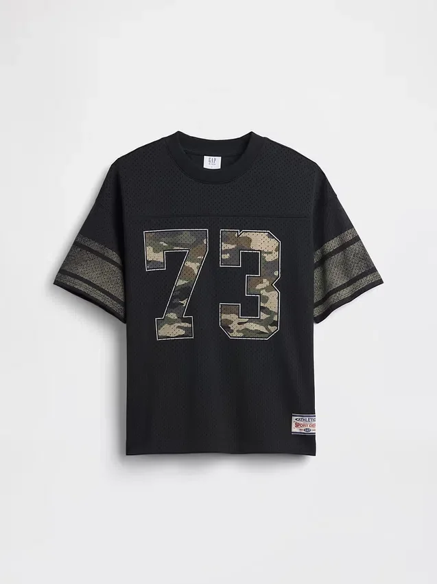 Dětské oversized jersey tričko s potiskem a síťovinou