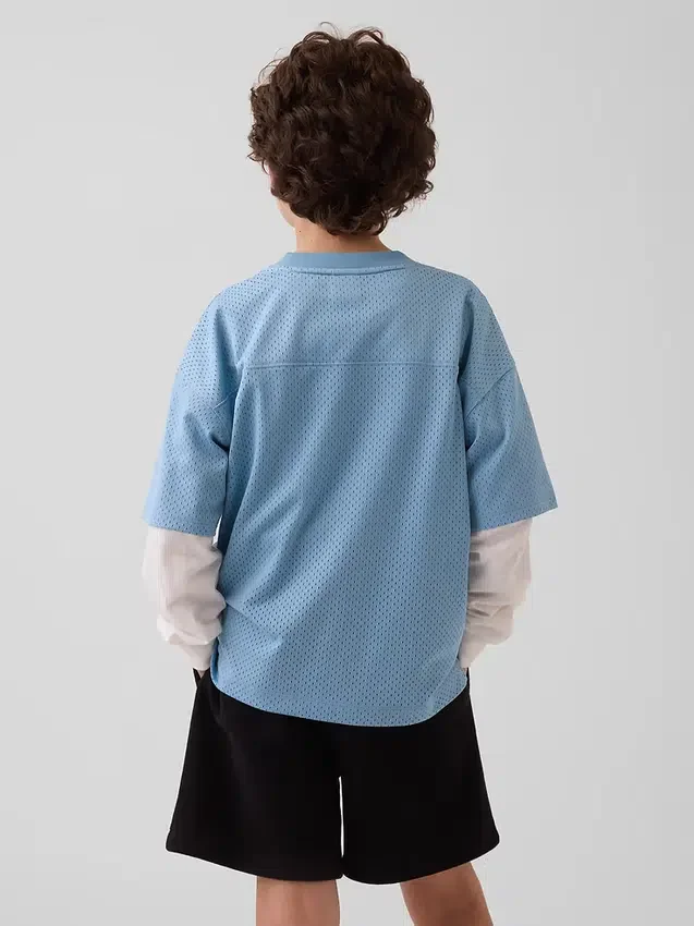 Dětské oversized jersey tričko s potiskem a síťovinou