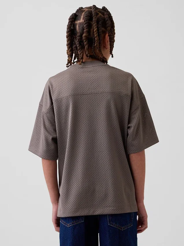 Dětské oversized jersey tričko s potiskem a síťovinou