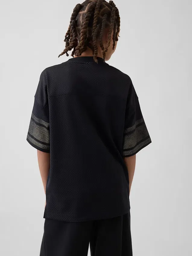 Dětské oversized jersey tričko s potiskem a síťovinou