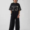 Dětské oversized jersey tričko s potiskem a síťovinou