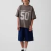 Dětské oversized jersey tričko s potiskem a síťovinou