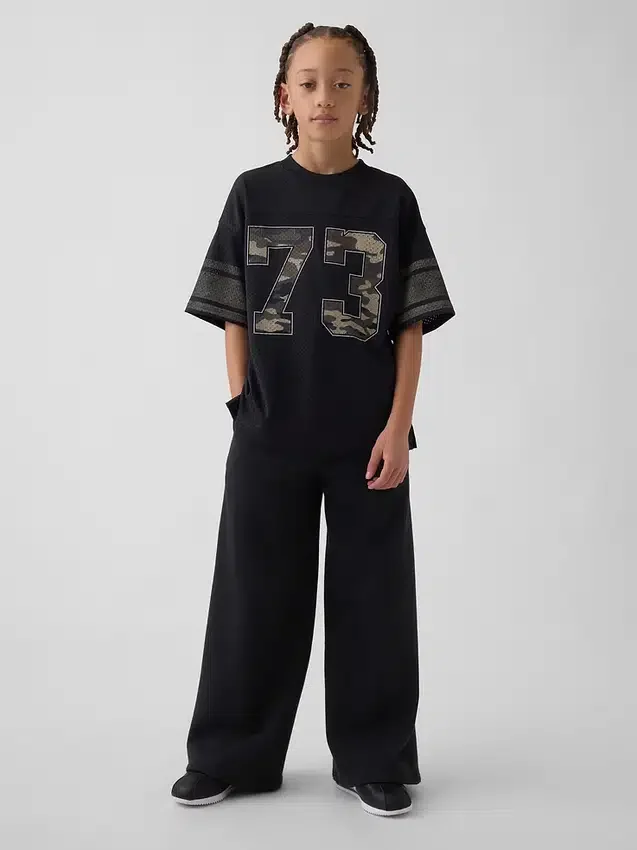 Dětské oversized jersey tričko s potiskem a síťovinou