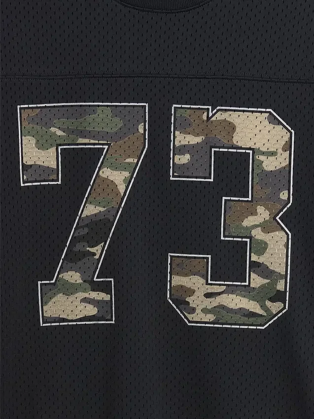 Dětské oversized jersey tričko s potiskem a síťovinou