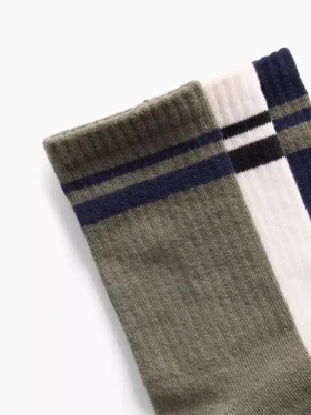 Dětské ponožky s kulatým lemem ve stylu „varsity“ (balení po 3 párech)