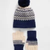 Dětská sada čepice a rukavice CashSoft s motivem Fair Isle