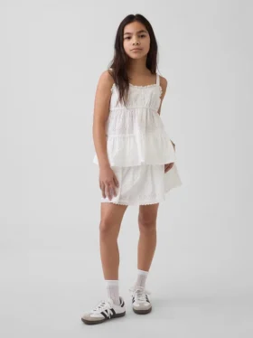 Dětská skort s očky a přeloženým pasem