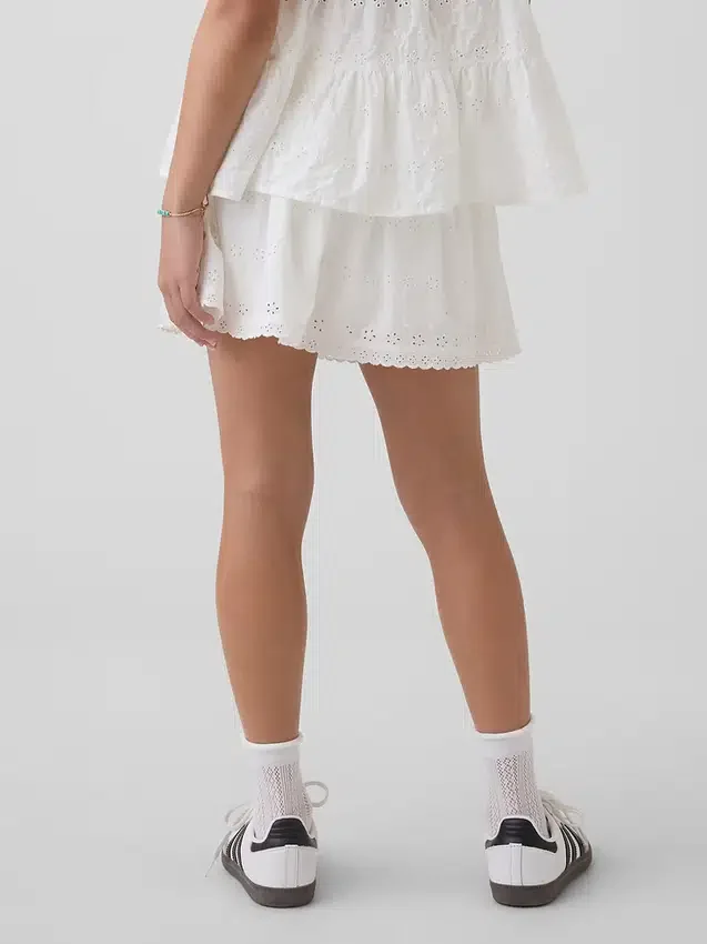 Dětská skort s očky a přeloženým pasem