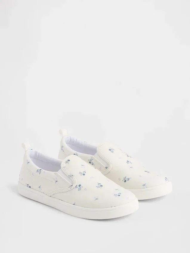 Dětské slip-on tenisky s květinovým vzorem