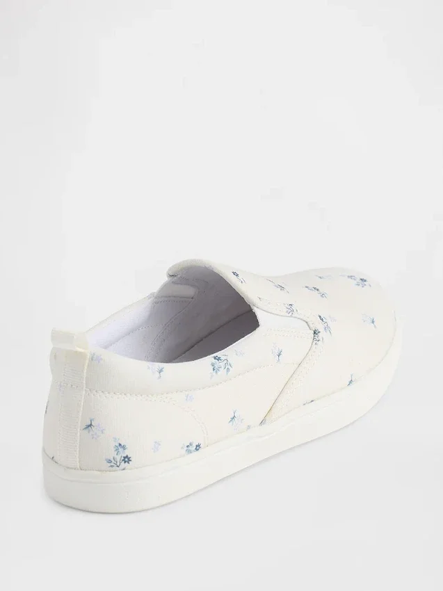 Dětské slip-on tenisky s květinovým vzorem
