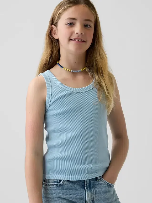 Dětské tílko s výstřihem do U z žebrovaného úpletu