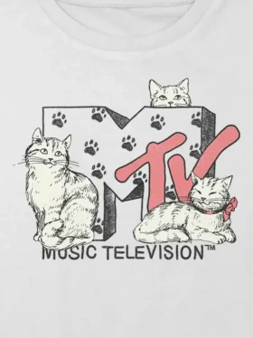 Dětské tričko MTV Cats s potiskem, volný střih, zkrácené