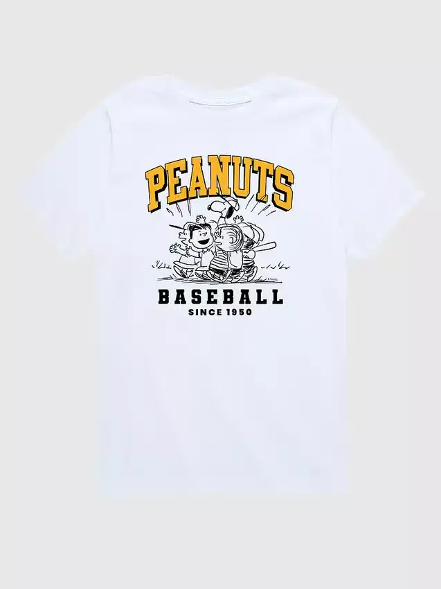 Dětské tričko Peanuts s krátkými rukávy a šortky s baseballovým potiskem