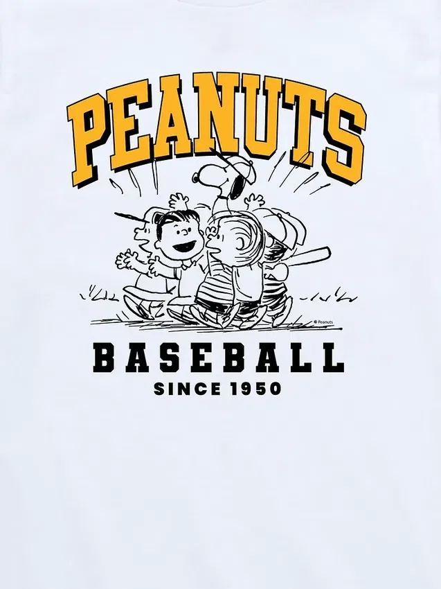 Dětské tričko Peanuts s krátkými rukávy a šortky s baseballovým potiskem