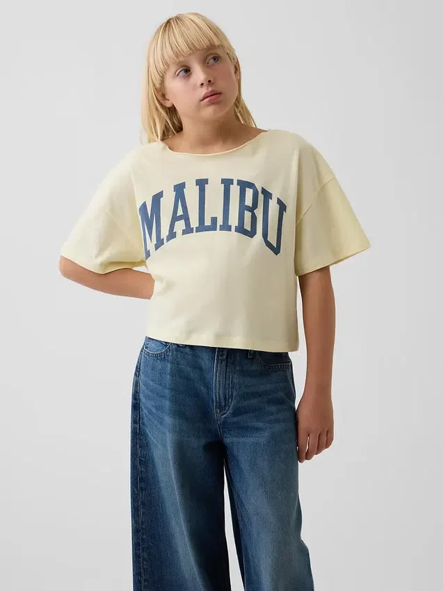 Dětské tričko s širokým výstřihem v oversized střihu