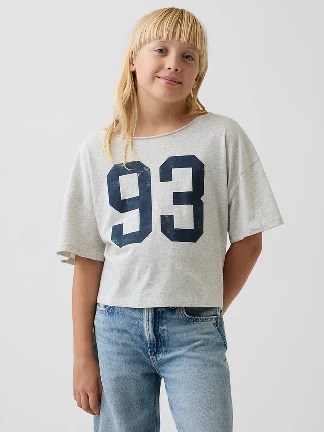 Dětské tričko s širokým výstřihem v oversized střihu
