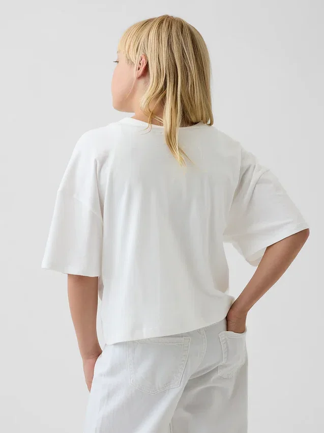 Dětské tričko s širokým výstřihem v oversized střihu