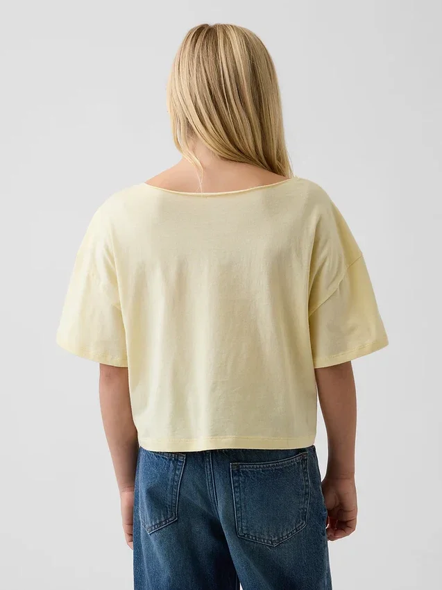 Dětské tričko s širokým výstřihem v oversized střihu