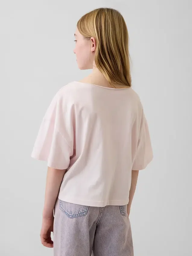 Dětské tričko s širokým výstřihem v oversized střihu