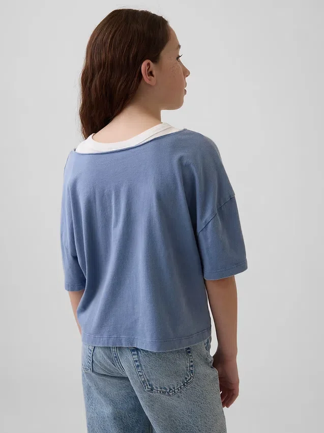 Dětské tričko s širokým výstřihem v oversized střihu