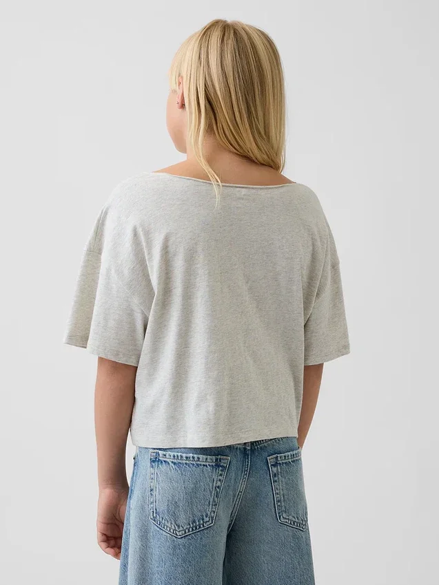 Dětské tričko s širokým výstřihem v oversized střihu