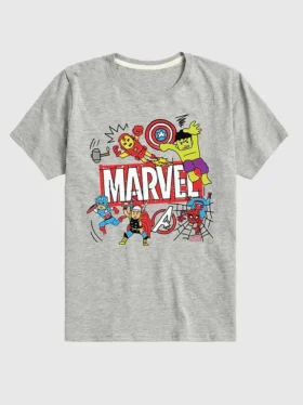 Dětské tričko s krátkým rukávem a potiskem Marvel Avengers Doodle v šortkách