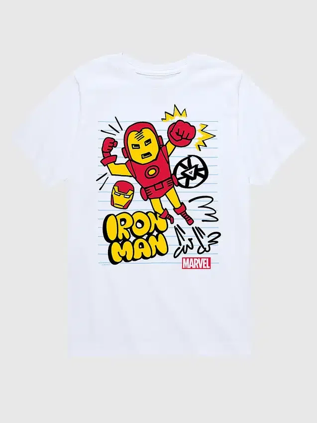 Dětské tričko s krátkým rukávem a potiskem Marvel Iron Man Doodle v šortkách