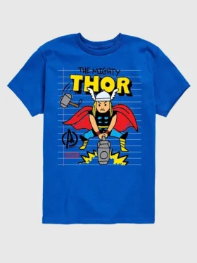 Dětské tričko s krátkým rukávem a potiskem Marvel Thor Doodle v šortkách