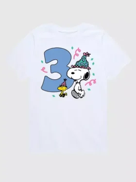 Dětské tričko s krátkým rukávem a potiskem Peanuts k 3. narozeninám