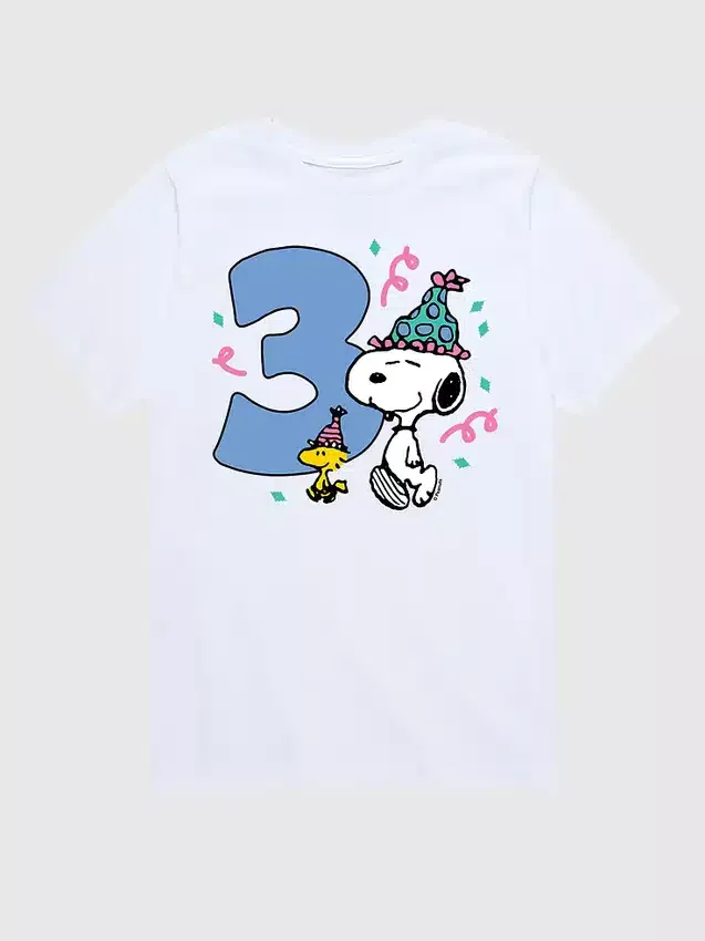 Dětské tričko s krátkým rukávem a potiskem Peanuts k 3. narozeninám