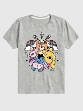 Dětské tričko s krátkým rukávem a potiskem „Winnie the Pooh and Friends Rainbow and Stars“