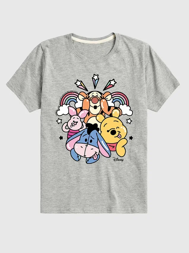 Dětské tričko s krátkým rukávem a potiskem „Winnie the Pooh and Friends Rainbow and Stars“
