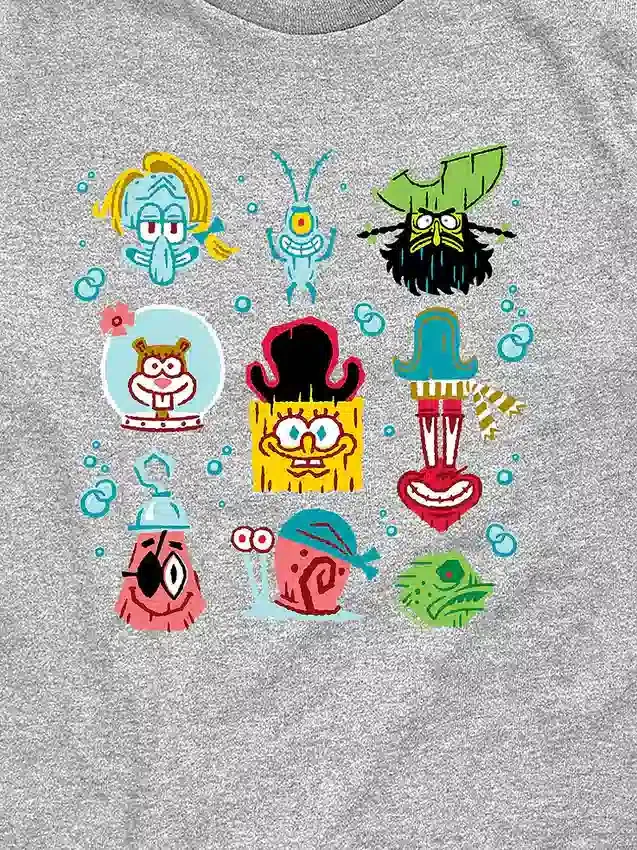 Dětské tričko s krátkým rukávem „The SpongeBob Movie: Search for SquarePants“ s mřížkovým vzorem v šortkách