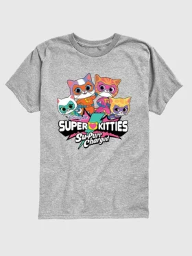 Dětské tričko s krátkými rukávy a potiskem „Super Kitties“