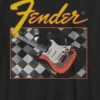 Dětské tričko s kytarou a kostkovaným vzorem Fender