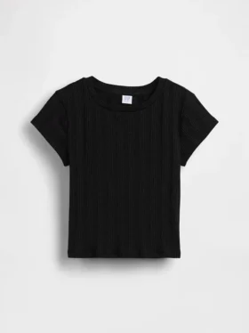 Dětské tričko s pestrou žebrovanou strukturou a přiléhavým střihem