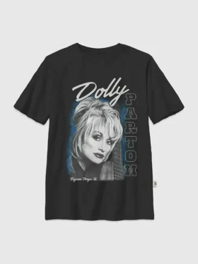 Dětské tričko s potiskem Dolly Parton Guitar Portrait v oversized střihu