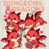 Dětské tričko s potiskem „Dungeons and Dragons Chibi“