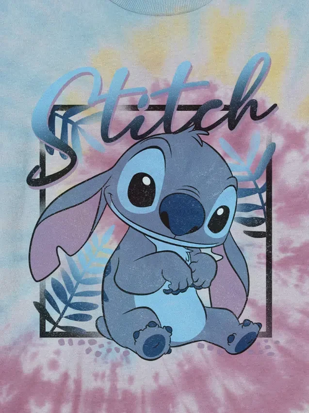 Dětské tričko s potiskem Lilo a Stitch v tie-dye stylu